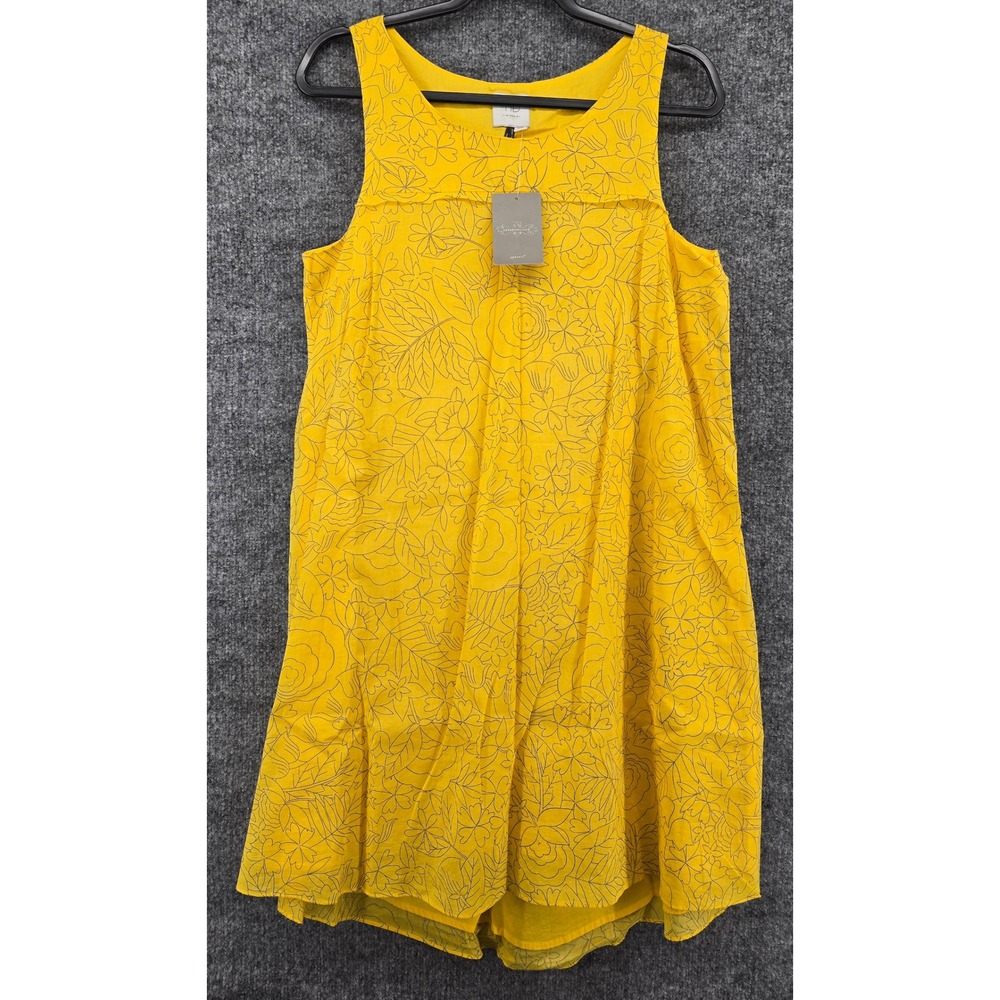Anthropolgie HD in Paris Dress Sz 8‎ Yellow Floral Cotton Lined Euro Summer NEW